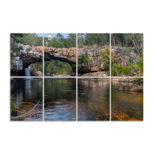 8 Pack Paneles Acústicos Artísticos para Absorción de Sonido con Escena Natural de Bosque, Cascada y Formaciones Rocosas, Verde, Autoadhesivo para Estudios de Grabación y Oficina 48"x32" miniatura 1