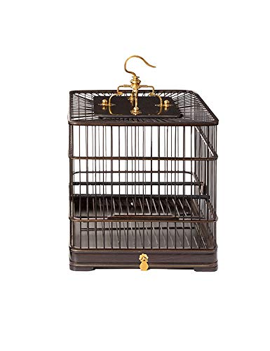 WYSTAO Bird cage, Chinese square metal sandalwood bird cage, model room living room decoration, porch interior decoration, gift for parents (Color : B)