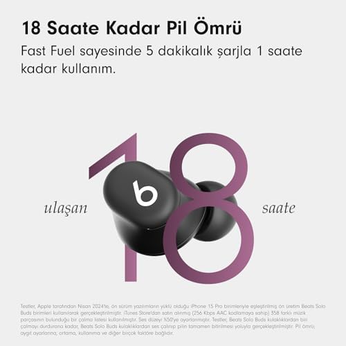 Beats Solo Buds - Kablosuz Bluetooth Kulak İçi Kulaklık | 18 Saat Pil Ömrü | Apple ve Android Uyumluluğu | Dahili Mikrofon - Mat Siyah - Görsel 5