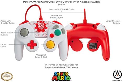 PowerA Wired Controller for Nintendo Switch  GameCube Style Mario