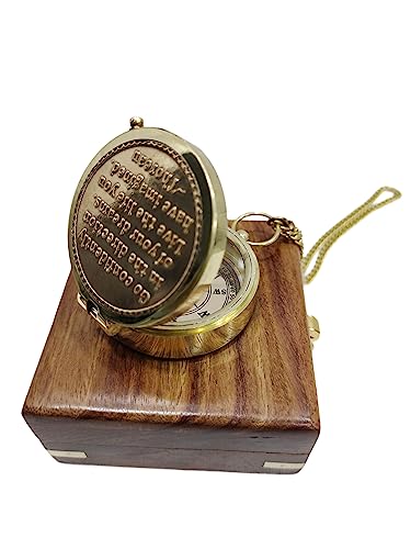 Brújula de bolsillo de latón con caja de madera, estilo vintage miniatura 2
