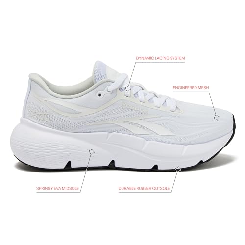 Reebok Zignition Running Shoes for Women, White/White/Barely Grey, 8