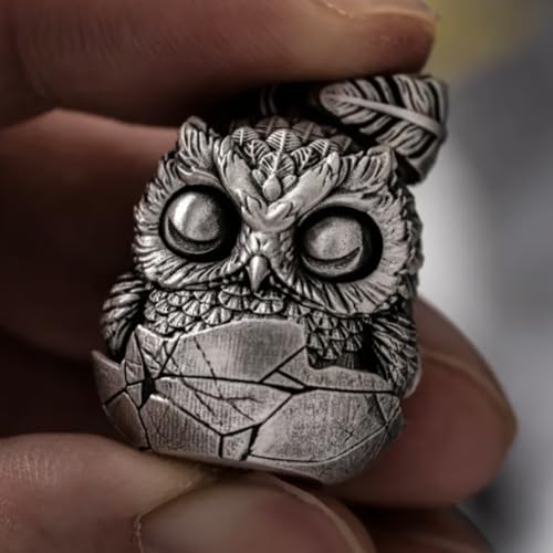 Handmade Owl Fidget Pendant Jewelry Charm with Blinking Eyes, Brass & Bronze Sensory Keychain Accessory3