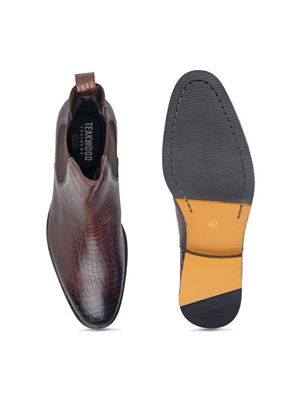 Image of TEAKWOOD LEATHERS Men Chelsea High Ankle Classic Boots Perfect for Casual, Parties & Special Occasions Comfort, Durable Genuine Leather Boot Shoes | SH TW 04 P