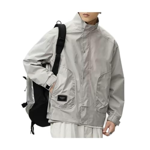 BybAgs Abrigo Softshell ligero cortavientos for correr al aire libre abrigo de manga larga con cremallera for senderismo y viajes (Color : White, Size : 4XL)