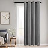 jinchan Linen Textured Curtains for Bedroom Room Darkening Window Drapes for Living Room Curtain Single Panel 84-Inch Grey