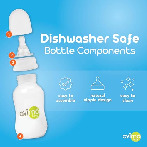 Avima HU-XI-201 4 Oz Anti Colic Baby Bottle Set - Slow Flow Nipples Included thumb #2