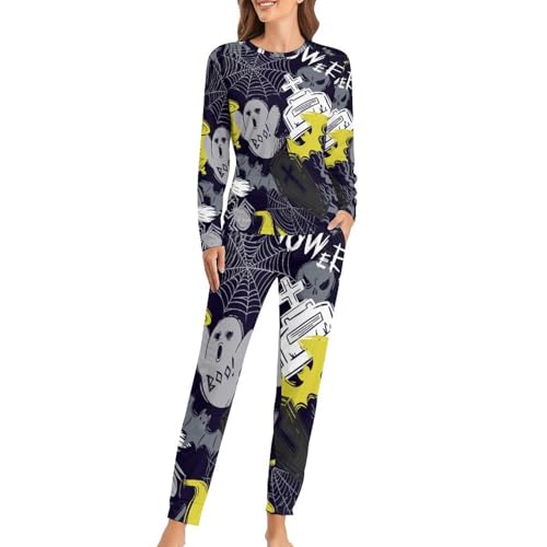 Pyjama Halloween femme ensemble deux pièces contre le froid nocturne automnal