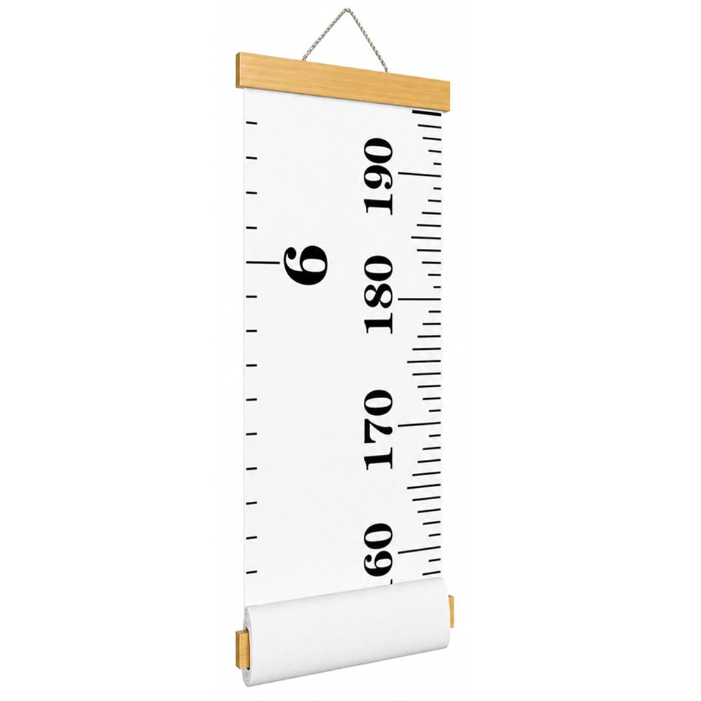 Height Chart for Kids, Canvas Height Measurement Device with Removable Wall Decor, Portable Growth Ruler in Inches and Centimeters for Accurate Measuring
