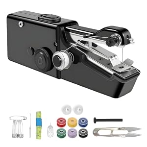 Zolara Handnähmaschine Elektrisch Set mit Zubehör für Stoffe bis 1.8mm Tragbare Mini Nähmaschine Klein für Einsteiger Kleidung Vorhänge DIY Basteln 2 Strommodi Schwarz