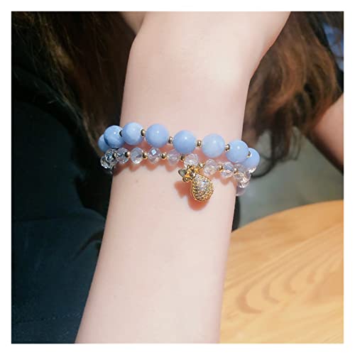 Bracelet à breloques en zircon bleu et perles d'eau douce