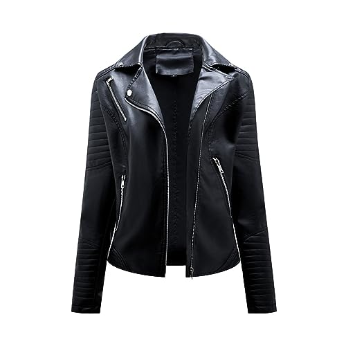 Veste simili cuir cintree femme avec fermeture eclair robuste xxl
