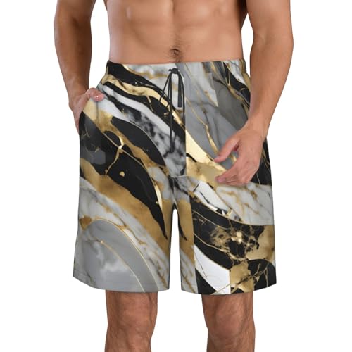 Men's Beach Shorts Swim TrunksFun Patterns Luxury Marble Print for Surfing Running Summer Vacation