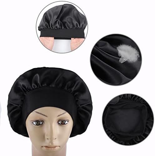 3 Pcs Silk Bonnet, Satin Hair Bonnet for Sleeping with Wide Elastic Band Satin Sleep Cap, Soft Night Sleep Hat for Women Girls Diameter 12 In