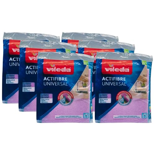 FEI FAN Panno ACTIFIBRE UNIVERSAL Per Suprfici Pulite In Una Sola Passata. Panno 100% Microfibra, Che Garantisce La Massima Assorbenza e Non Lascia Aloni - 27x30,5cm (6 Confezioni)