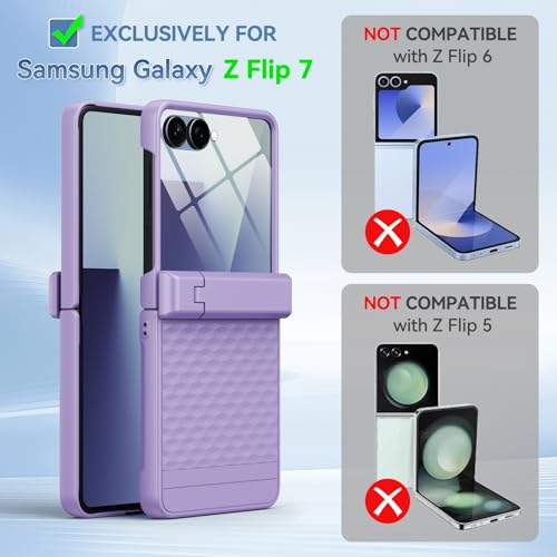 HIERYQHE Magnetic for Samsung Galaxy Z Flip 7 Case Fit for MagSafe [Built-in Tempered Screen Protector][Hinge Protection][Kickstand] Military Grade Full Body Cover for Galaxy Z Flip 7,Purple - image 2