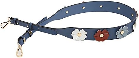 Symuitrc Wide Flower Purse Straps Replacement Vintage Guitar Handbags Strap for Shoulder Bags Gold Blue