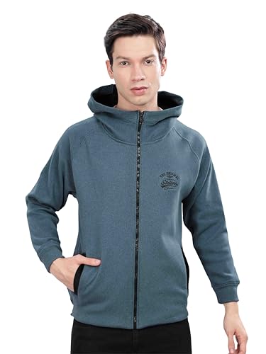 Image of STELLERS Men's Solid Zipper Fleece Hooded Sweatshirt | Regular Fit | Feather Touch Feel | Odour Resistant | Wrinkle Free | Quick Dry | Stretchable | Breathable | Sustainable | Anti-Static