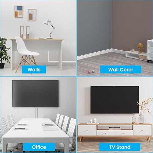 Image of Serplex 2 x 6.6ft Self-Adhesive PVC Cord Hider, Single Cable Cover, Cuttable Wire Organizer & Floor Cable Protector, Tangle-Free, Durable, Easy Install for Ethernet /Power /HDMI, Home & Office