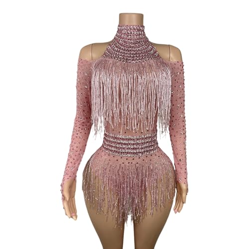 Justaucorps de danseuse à franges et strass pour femme en tenue de bal