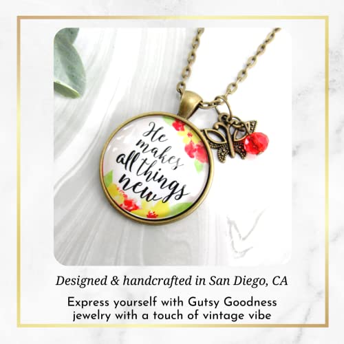 Gutsy Goodness He Makes All Things New Necklace Inspirational Jewelry For Women Chain 24 Inch thumb #3