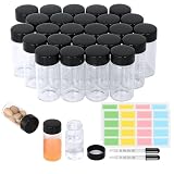 Asherxin 25 Pack 20ml Clear Glass Vials with Screw Caps Small Vials for Essential Oil Leak-Proof Liquid Bottle