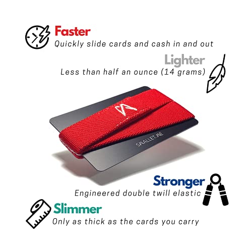 | Slim Minimalist Front Pocket Elastic Wallet Band | Three Slots for Cards, Cash and a Key | Free RFID Blocking Card | Men and Women (Swiss Red)4