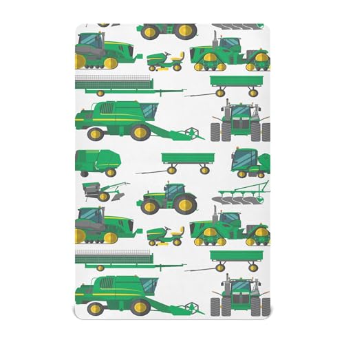 Image of Vehicles Tractor Trailers Crib Sheets Soft Breathable Fitted Baby Crib Sheets Mattress Cover for Girls Boys, 52 inch x 28 inch x 9 inch