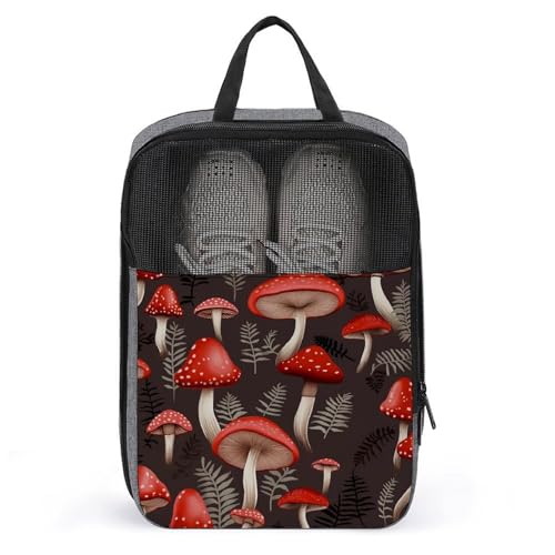 Organizador de zapatos con asa y estampado de setas para hombres y mujeres