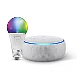 Echo Dot (3ª generazione), Tessuto grigio chiaro + Ledvance Lampadina Connessa (E27), compatibile con Alexa