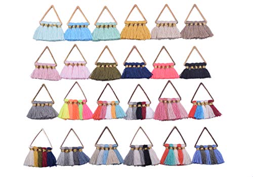 Mini borlas para aretes KONMAY con anillo de cobre de diseño triangular en tonos mixtos 2
