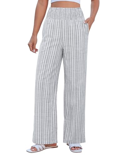 GRAPENT Linen Wide Leg Pants Women Gray Size 4-6
