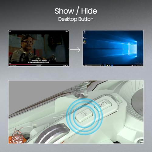 Image of Portronics Toad 8 Transparent Wireless Bluetooth Mouse with Dual Wireless (BT + 2.4 GHz), Rechargeable Battery, Noise-Free Clicking, Show /Hide Desktop, Multi-Device Pair, Adjust Sensitivity (Green)