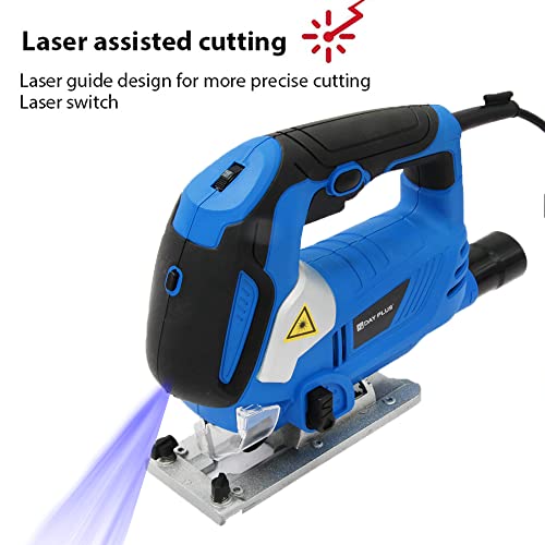 Electric Jigsaw Tool 800W Multi-Purpose Jigsaw Cutter, Laser Guide, 6 Variable Speed, 4 Orbital Sets, 0°-45° Bevel Cutting, Lock-On Switch, with Blades and Guide Ruler, for Plastic Wood Steel Cutting 6 Electric Jigsaw Tool 800W Multi-Purpose Jigsaw Cutter, Laser Guide, 6 Variable Speed, 4 Orbital Sets, 0°-45° Bevel Cutting, Lock-On Switch, with Blades and Guide Ruler, for Plastic Wood Steel Cutting - Image 6