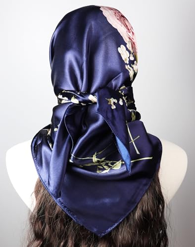 Image of Women's 35 inch Satin Square Silk Like Hair Scarves and Wraps Headscarf for Sleeping | Silk Feel Neckerchief, Hair Scarf, Fashion Bandana, Headscarf, Headband, Hair Wrap Sleeping, Daily Fashion Styling