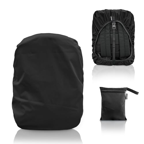 MUTMAIN 100% Waterproof Dust Proof Rain Cover for Backpack Bags, 30L to 40L Rainproof Dustproof Protector Raincover Elastic Adjustable for Hiking Camping Traveling Climbing Cycling (BPBLACK-30TO40L)