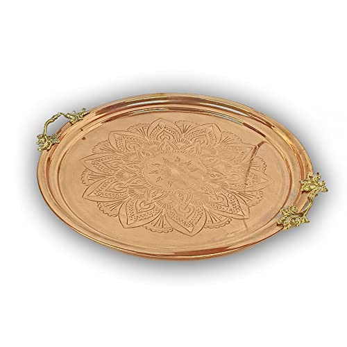 Replicartzus SEO109 Hammered Copper Serving Tray With Brass Handle thumb #4