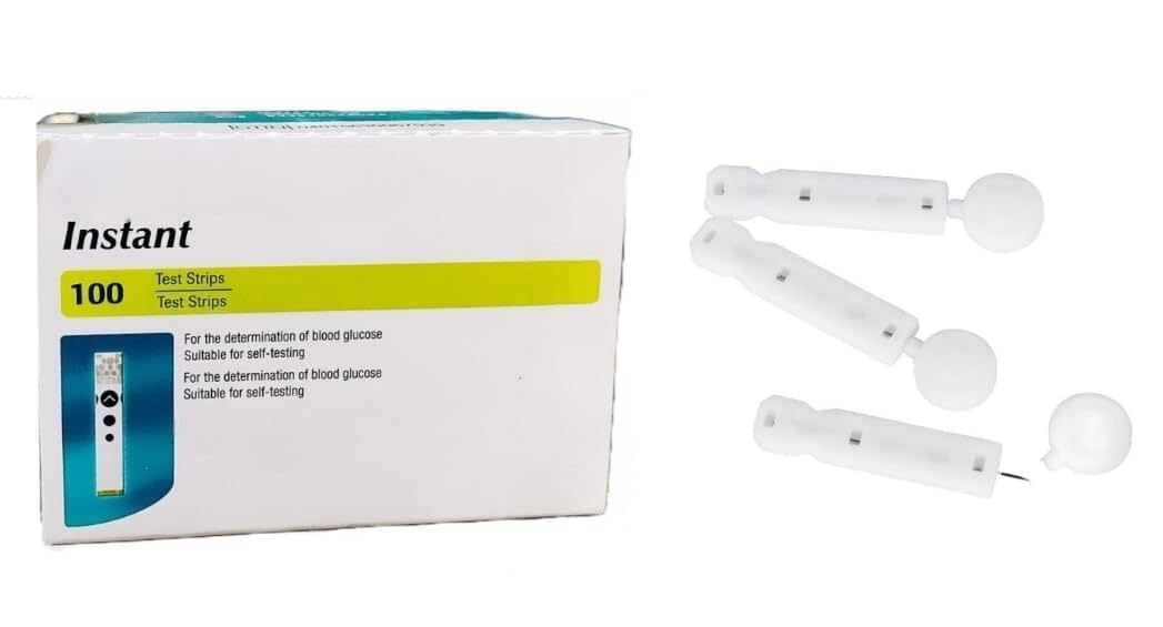 Compatible with Instant 100 Test Strips with 100 Flat Lancets