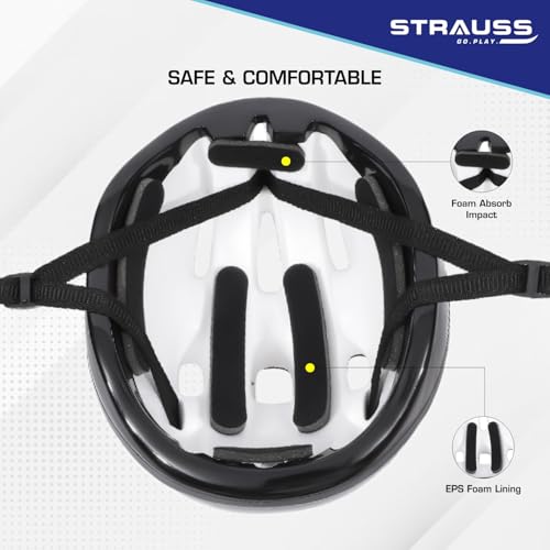 Image of Strauss ArmorX Cycling Helmet | Lightweight with Good Ventilation | Multi-Sport Helmet for Mountain, Road Biking & Skating | EPS Foam Lining for Protection | Ideal for Adults with 15+ Age (Black)