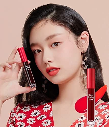 Image of ETUDE Dear Darling Water Gel Tint For Eyes, Luminous Lips & Cheeks| Long Lasting, Waterproof, Smudgeproof|Korean Makeup|Pk002, Pink Red-5G