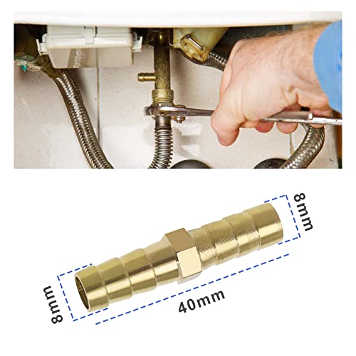 Create idea 8PCS 8mm Brass Barb Hose Fittings Straight Connector Coupler Splicer Mender Fuel Hose Joiner for Air Pipe Water Pipe Fuel Pipe Oil Pipe Accessories - Image 3