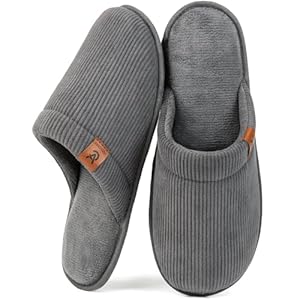 VeraCosy Men’s Scuff Corduroy Slippers Slip-on Memory Foam Indoor House Shoes