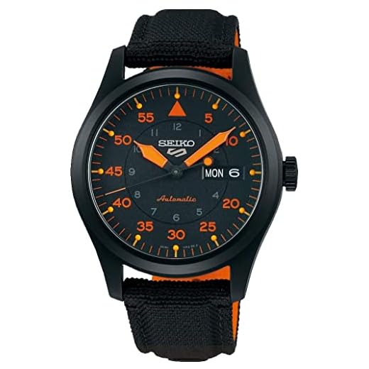 Seiko Montre 5 Sports flieger Automatique Noir et Orange SRPH33K1