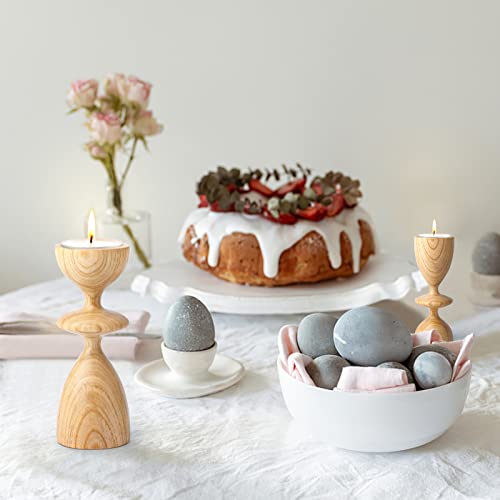 Wooden Candle Holders, Tohomes 2 Pcs Modern Decorative Candlestick Holders For 1.5/1.6 Inch Tealight Candles, Wood Candlestick Holders For Dinning Table Home Decor Wedding #TOP6