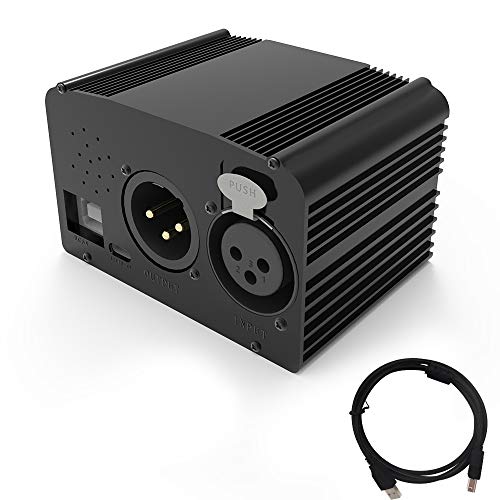 1-Channel 48V Phantom Power Supply,YESPURE Anti-Noise Phantom Power Supply for Any Condenser Microphone Music Recording Equipment
