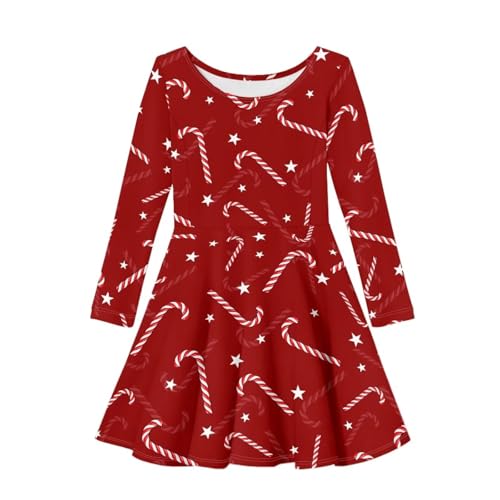 Fisoutleap Girl Christmas Dress Casual Long Sleeve Fashion Skater Dresses for 3-16 Years Teenger