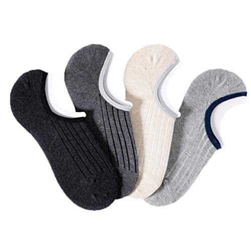 4 Pairs Ultra Thin Cotton Socks Non-slip Black Ankle Socks for Men Short-tube