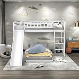 Lit superposé convertible avec toboggan : ce lit superposé pour enfants dispose d'une échelle intégrée qui permet aux enfants de monter et descendre facilement. Avec un toboggan bas pour les enfants, ce lit superposé en bois peut rendre les enfants amusants et développer leur sens de l'équilibre et de la coordination. Le toboggan et l'échelle sont convertibles.