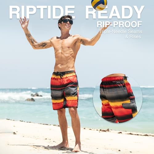 Image of Kanu Surf Men's Big Viper Extended Size Stripe Swim Trunk