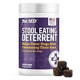 Pet MD Stool Eating Deterrent - Prevent Dog from Eating Poop - Coprophagia Aversion with Enzymes, Herbs, & Prebiotics for Digestive Support & Fresh Breath - Stop Stool Eating Chews - 60 ct